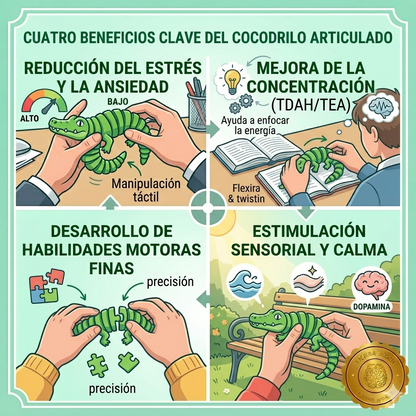 MindCroc™ 🧠🔥Cocodrilo Antiestrés Sensorial Fidget ⭐⭐⭐⭐⭐