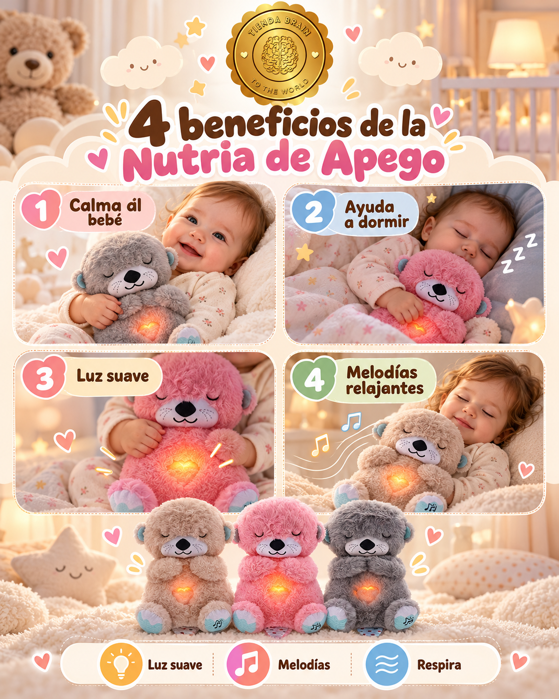 🦦💗 NutriaCalma™ – Peluche de Apego que Respira para Bebé 👶💤 ⭐⭐⭐⭐⭐