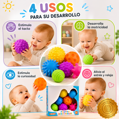 BabyStim™ 🌿🩵Set 6 Pelotas Sensoriales Para Bebes Est ⭐⭐⭐⭐⭐