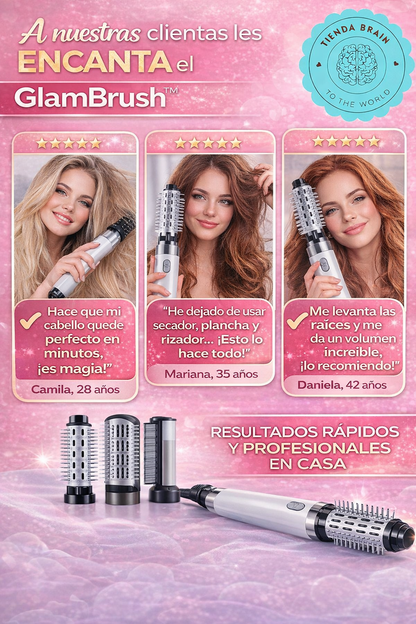 GlamBrush™ ✨🎀💨CEPILLO SECADOR. RISADOR ,PEINE 4 EN 1⭐⭐⭐⭐⭐
