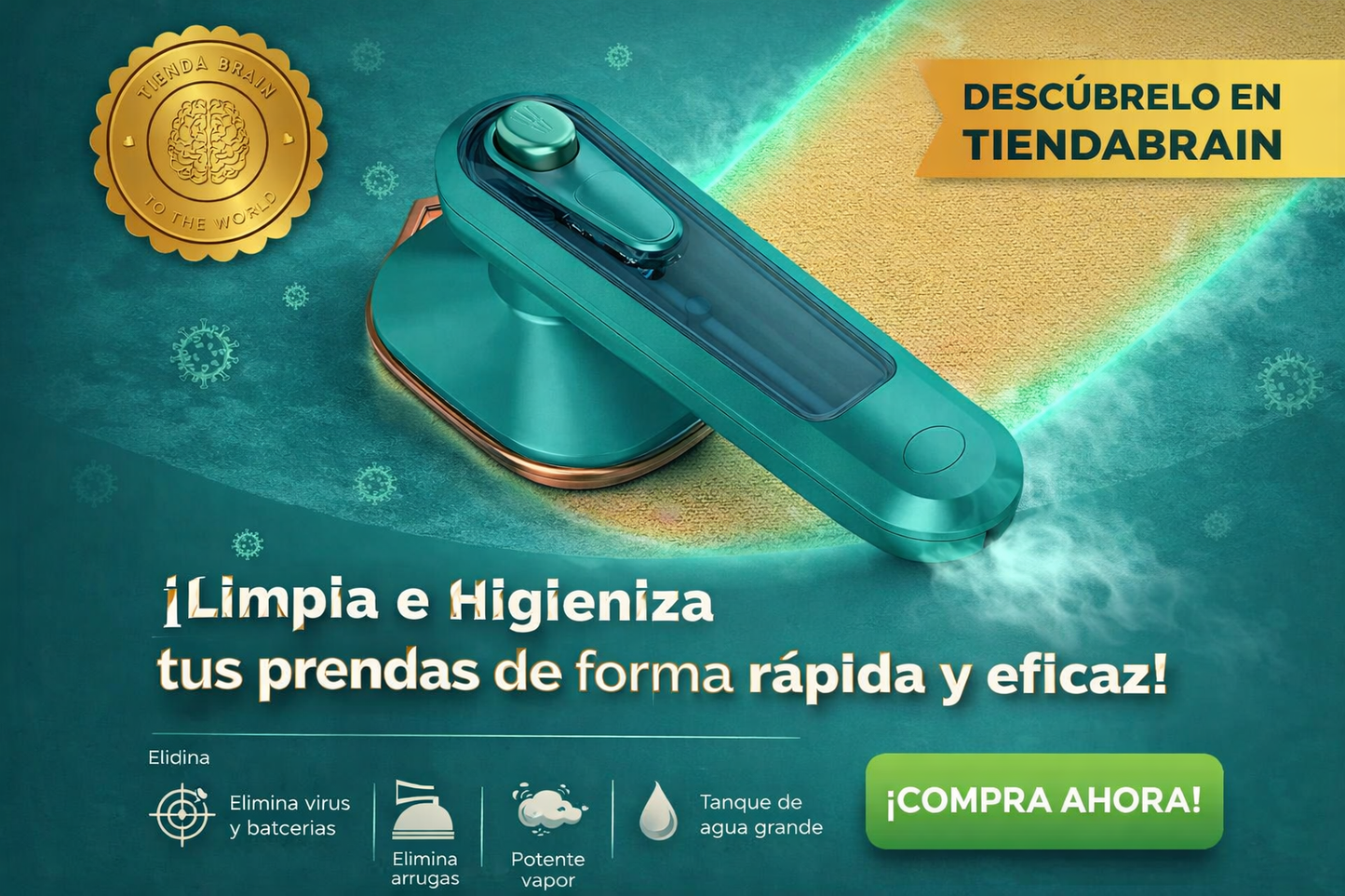 SteamGreen™ 💨💚Mini Plancha Eléctrica A Vapor Verde⭐⭐⭐⭐⭐