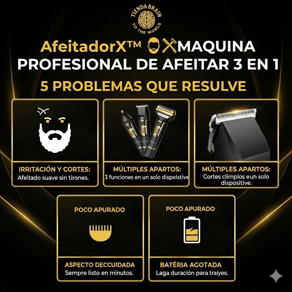 AfeitadorX™ 🧔🪒MAQUINA PROFESIONAL DE AFEITAR 3 EN 1 ⭐⭐⭐⭐⭐
