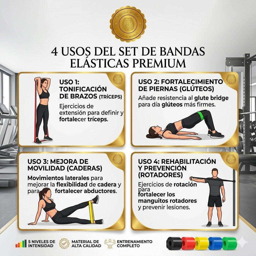 🏆💪 FlexForce™ Set 5 Bandas Elásticas Fitness De Resist ⭐⭐⭐⭐⭐