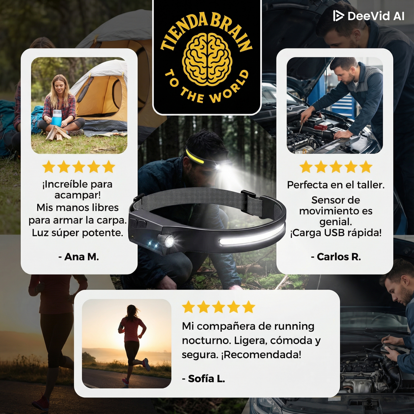 HeadBeam™ 💡🧢cintillo linterna recargable ⭐⭐⭐⭐⭐